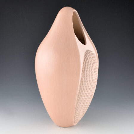 Alternative view of Qoyawayma, Al - "Corn Maiden" Mauve Colored Clay Figure (1985)