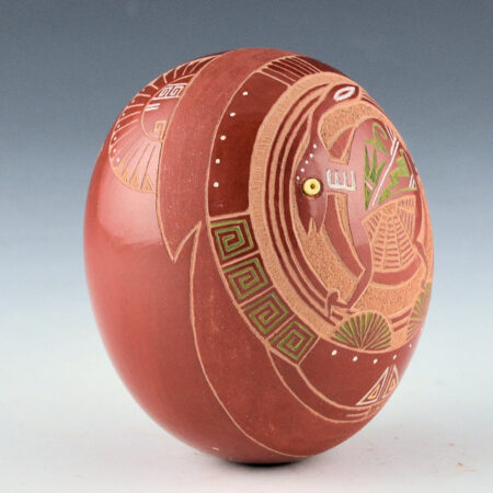 Alternative view of Haungooah, Art Cody - Multi-Color Seedpot with Rabbit and Sun (1985)