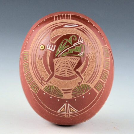 Haungooah, Art Cody - Multi-Color Seedpot with Rabbit and Sun (1985)