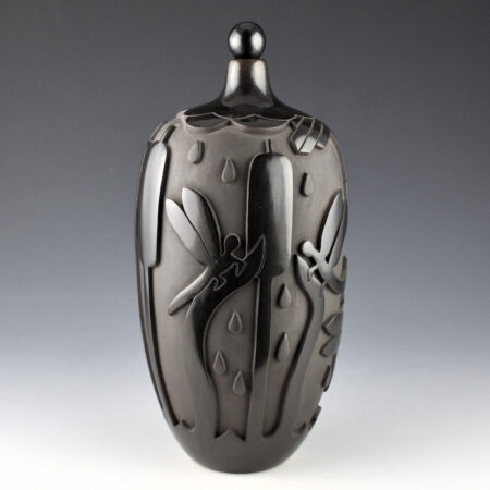 Borts-Medlock, Autumn - 9" Tall Jar with Five Dragonfly, Willows, Lid (2005)