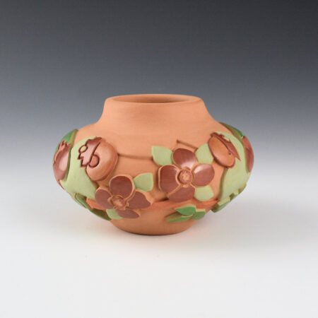 Borts-Medlock, Autumn - Polychrome Parrots and Flowers Jar