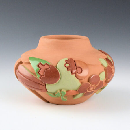 Alternative view of Borts-Medlock, Autumn - Polychrome Parrots and Flowers Jar