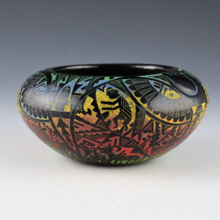 Dalawepi (Ergil Vallo) - Bowl with Bear Paw and Katsinas (1990s)