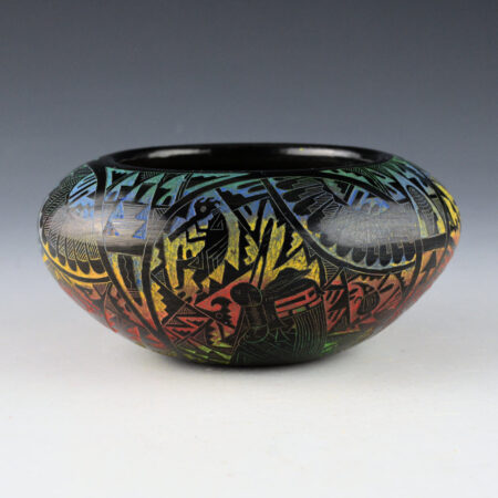 Alternative view of Dalawepi (Ergil Vallo) - Bowl with Bear Paw and Katsinas (1990s)