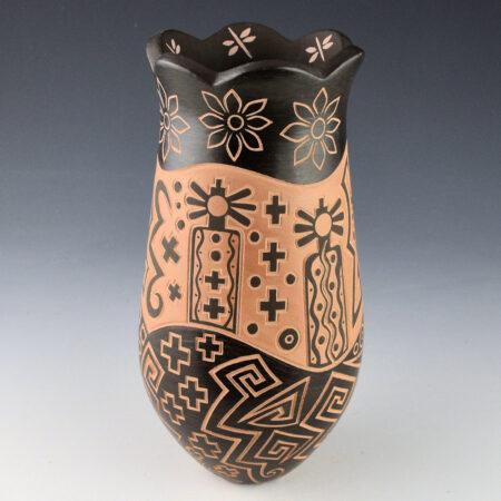 Fragua, Glendora - "Sun Dancers" Tall Jar with Dancers and Flowers