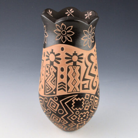 Alternative view of Fragua, Glendora - "Sun Dancers" Tall Jar with Dancers and Flowers