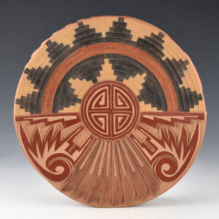 Medicine Flower, Grace - Basket Weave Plate with Carved Feathers (2000)