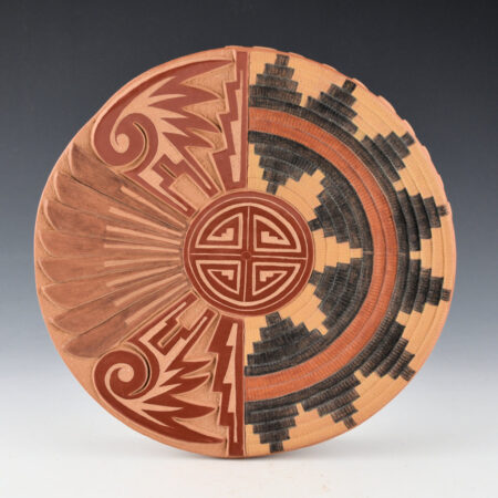 Alternative view of Medicine Flower, Grace - Basket Weave Plate with Carved Feathers (2000)
