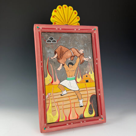 Alternative view of Garcia, Jason & Vicente Telles - "Tewa Tales of Suspense August 1680" Wood Retablo