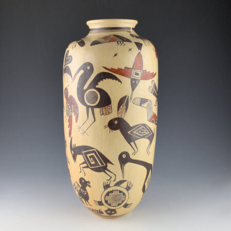Alternative view of Sahme, Jean - 13" Tall Jar with 33 Mimbres Animals and Insects (1990s)