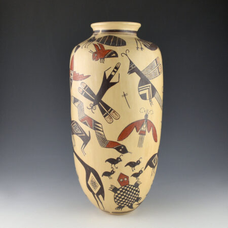 Sahme, Jean - 13" Tall Jar with 33 Mimbres Animals and Insects (1990s)