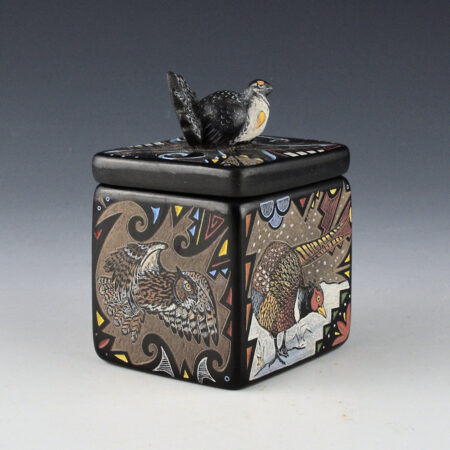 Tafoya, Jennifer - Box with Roadrunner, Parrot, Pheasant, Owl, and Sage Grouse Lid (2013)