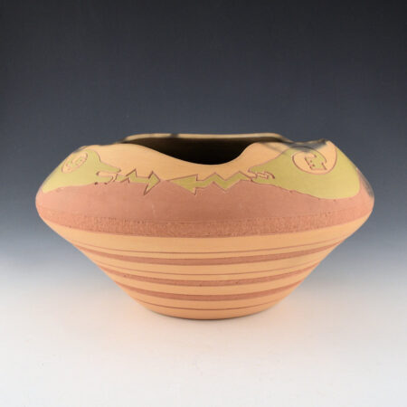 Folwell, Jody - 10" Wide Asymmetric Rim Jar with Triple Avanyu