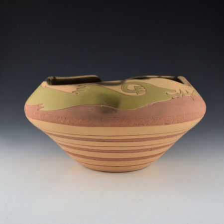 Alternative view of Folwell, Jody - 10" Wide Asymmetric Rim Jar with Triple Avanyu