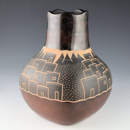 Naranjo, Jody - Square Jar with Pueblo Scenes (2011)