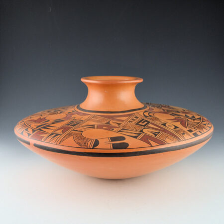 Kahe-Charley, Karen - 12" Wide Jar with Swirling Hopi Birds
