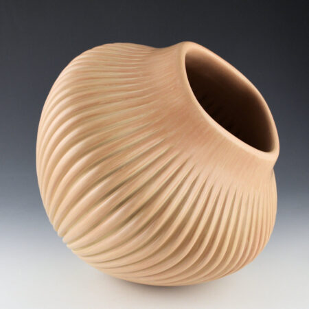 Alternative view of Gachupin, Laura - Large Tan Polished 64 Rib Melon Jar with Square Neck
