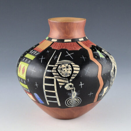 Namoki, Lawrence - "Hopi - 2013" Jar with Katsina Figures and Stars (2013)