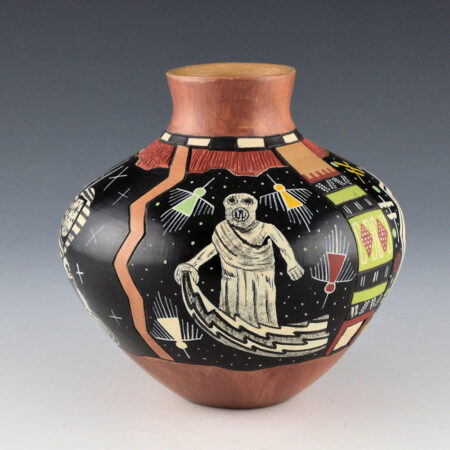 Alternative view of Namoki, Lawrence - "Hopi - 2013" Jar with Katsina Figures and Stars (2013)