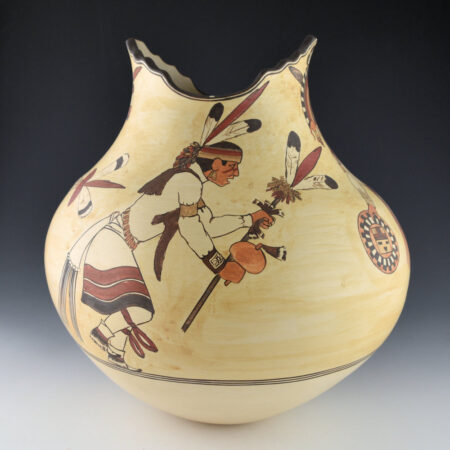 Alternative view of Gutierrez, Lois  - 11" Tall Polychrome Double Kiva Rim Jar with Four Rain Dancers (2000)