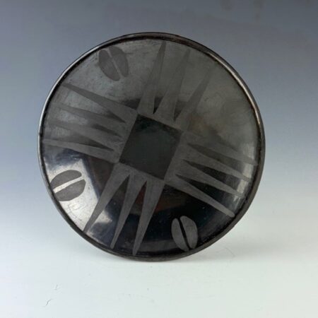 Martinez, Maria - Blackware Plate with Bird Wing and Seed Designs “Maria Popovi” (1956-9)