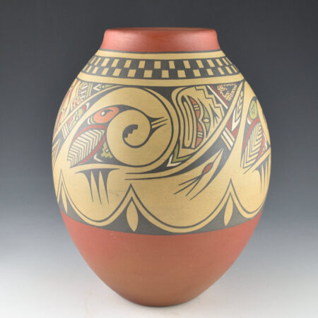 Alternative view of Gutierrez, Margaret & Luther - 10" Tall Polychrome Jar with Birds and Cloud Designs (1963) Ribbon
