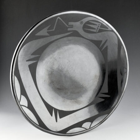 Martinez, Maria   -12" Gunmetal Plate with Avanyu "Maria Popovi" (1956-9)