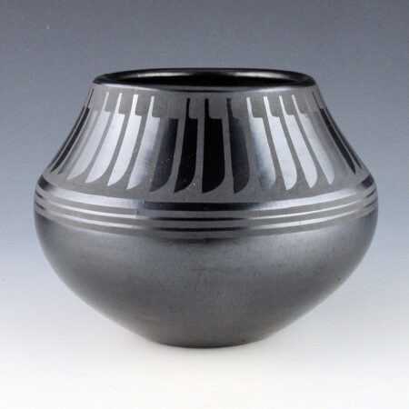 Martinez, Maria - Gunmetal Jar with 42 Feathers "Maria Popovi" (1956-9)
