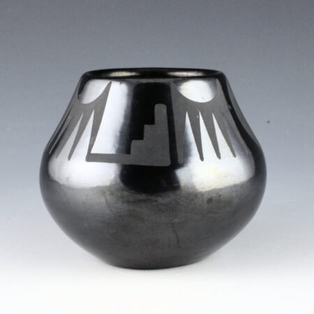 Alternative view of Martinez, Maria - Gunmetal Jar with Seed, Bird Wing and Mesa Designs "Maria + Popovi 861" (1961)