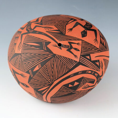 Alternative view of Lucario, Rebecca - Red Seedpot with Mimbres Lizards and Fineline Shard Designs