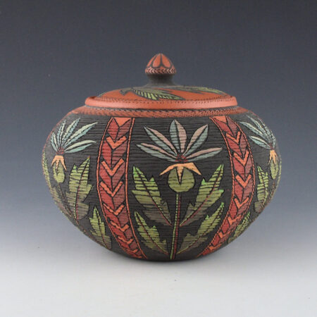 Zane Smith, Richard - "Flowers" Corrugated Lidded Bowl (2020)