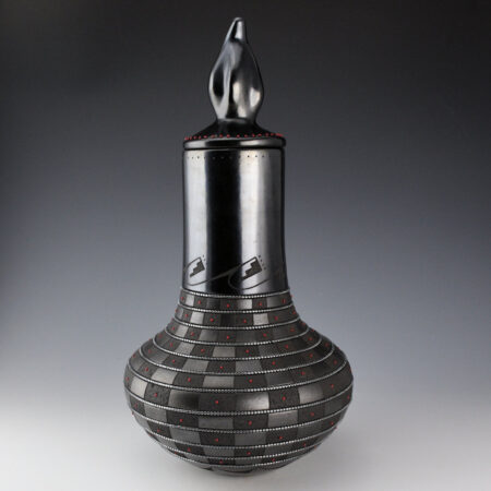 Alternative view of Sanchez, Russell  - 15.5" Tall Long Neck Jar with 176 Inset Stone, Flame Lid (Ribbon)