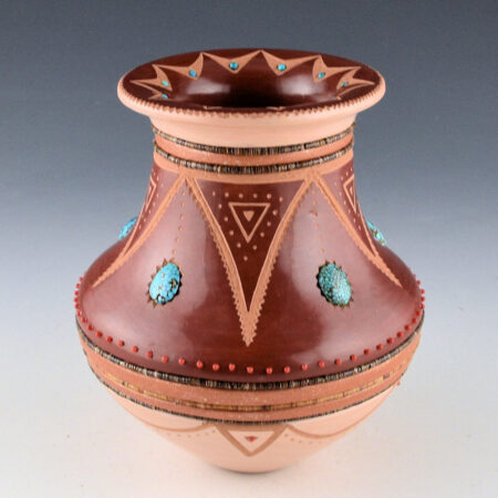 Sanchez, Russell  - Polychrome Jar with Triple Star Design and 98 Stones
