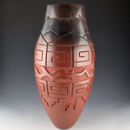 Roller, Ryan - 16" Tall "Two-Tone" Jar with Mountains, Avanyu and Walking Bear Paw Designs (2023)