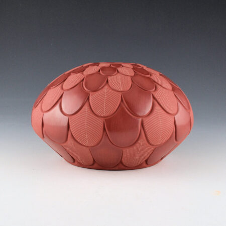Alternative view of Tafoya, Stephanie - "Touch My Heart" Red Bowl with 96 Carved Feathers