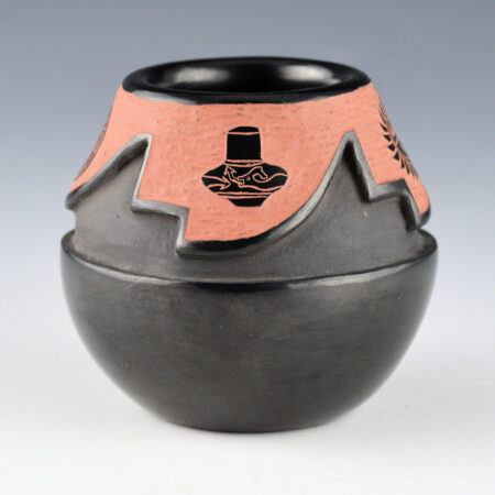 Tapia, Tom - Carved Jar with Pottery and Sun Designs (1990s)