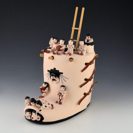 Suina, Vangie - Storyteller with 16 Children on a Clay Moccassin