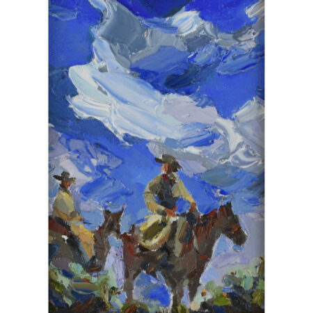 Alternative view of Vargas, Andrea - "We Ride Together", Oil on Board (5 x 7)