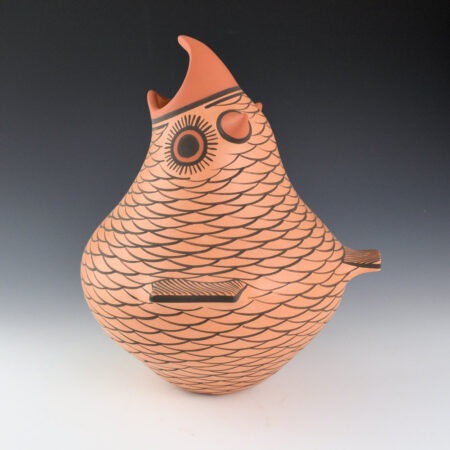 Peynetsa, Anderson - 10" Tall Red Clay Owl Figure
