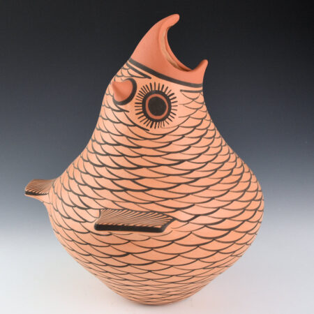 Alternative view of Peynetsa, Anderson - 10" Tall Red Clay Owl Figure