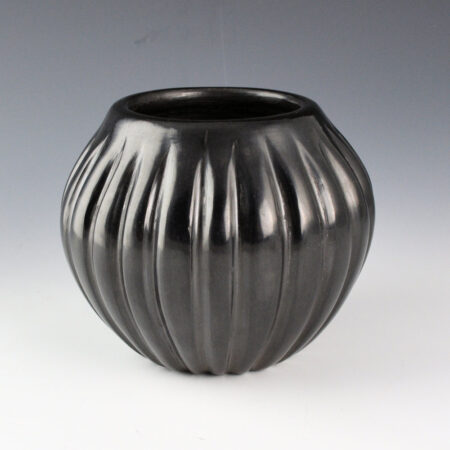 Baca, Angela -Black Melon Jar with 24 Ribs (1970s)