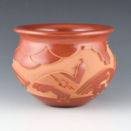 Borts-Medlock, Autumn - Red and Tan Jar with Five Quail