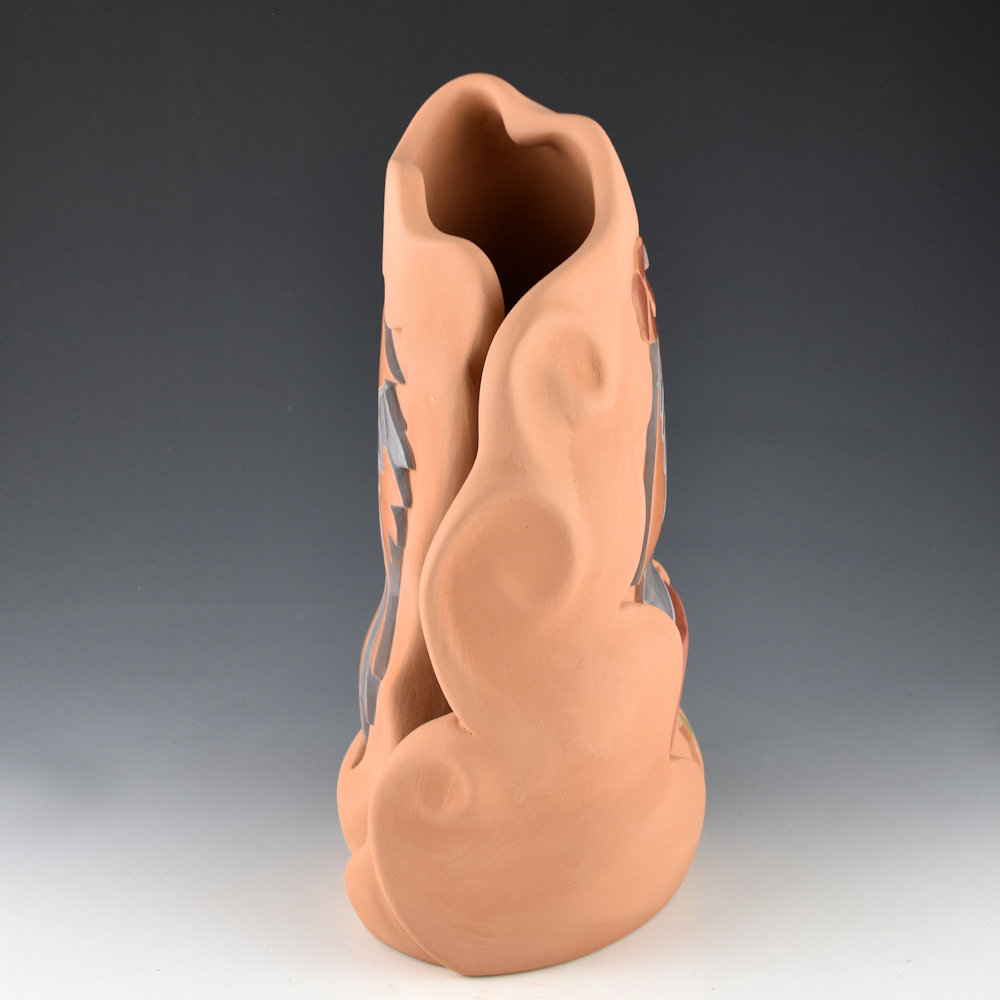 Borts-Medlock, Autumn - 11" Tall "Taking Flight" Sculptural Polychrome Cloud Jar - Image 4