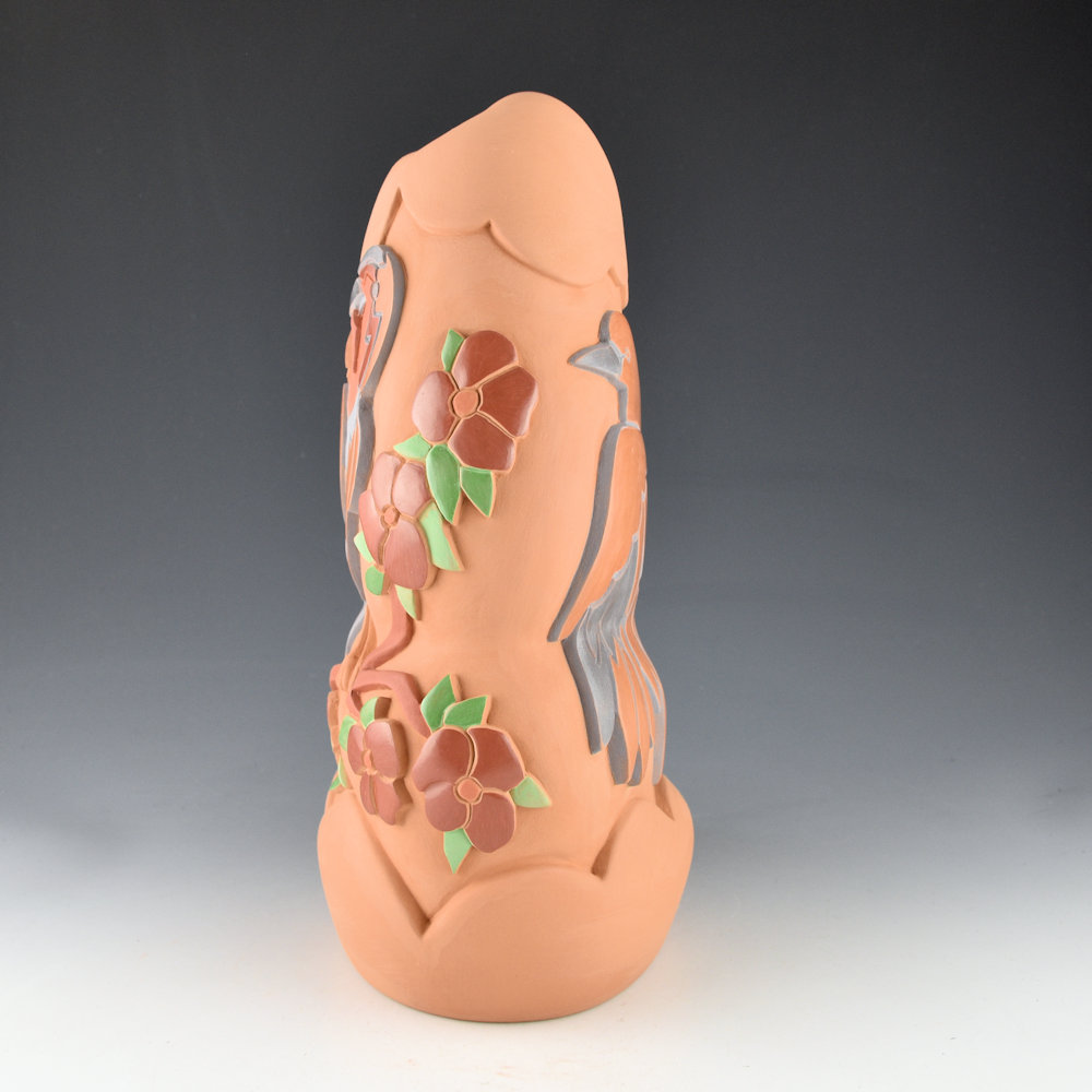 Borts-Medlock, Autumn - 11" Tall "Taking Flight" Sculptural Polychrome Cloud Jar - Image 3