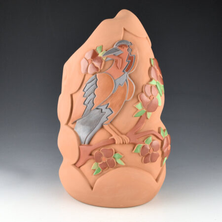 Borts-Medlock, Autumn - 11" Tall "Taking Flight" Sculptural Polychrome Cloud Jar