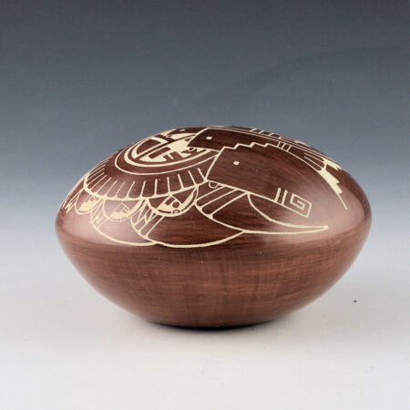 Alternative view of Nampeyo, Carla Claw - Large Seedpot with Sun, Pueblo, and Corn (1991)