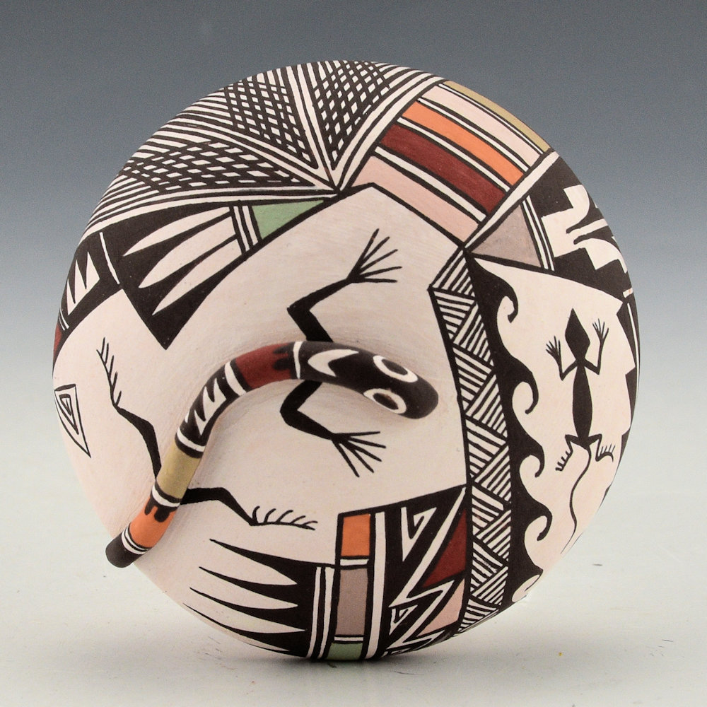 Concho, Carolyn - Seedpot with Raised Lizard and Geometrics