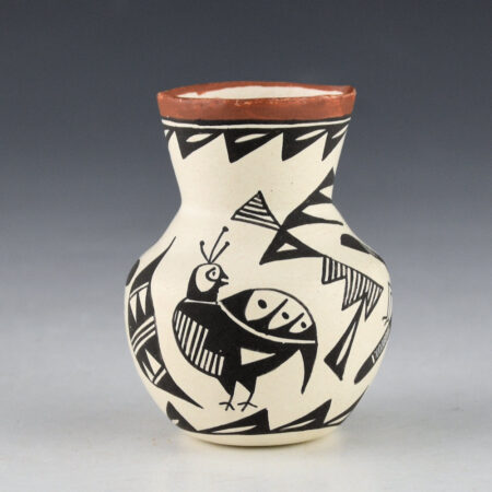 Lewis-Garcia, Diane - Water Jar with Mimbres Bee, Quail, and Grasshopper