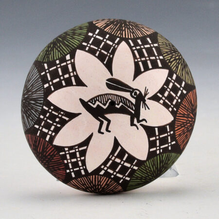 Lewis-Garcia, Diane - Polychrome Seedpot with Mimbres Raibbit and Flowers