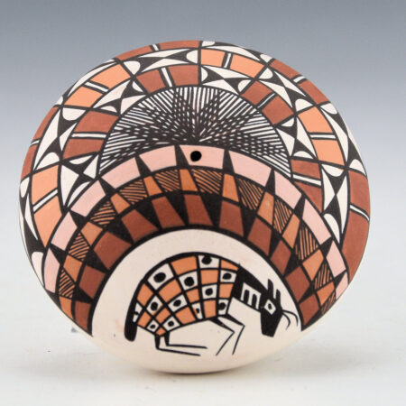 Lewis-Garcia, Diane - Polychrome Seedpot with Mimbres Deer and Rainbow